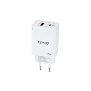 CARGADOR DE PARED GAN USB-C/PD + USB-A/QC 45W TOOQ TQWC-GANQCPD45WT BLANCO