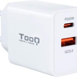 CARGADOR DE PARED USB-C PD 20W, USB-A/QC 18W TOOQ TQWC-2SC04WT BLANCO