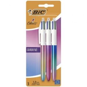 Caja de Bol?grafos de Tinta de Aceite Retr?ctil Bic 4 Colours Gradient 511030/ 3 unidades/ 4 Colores de Tinta/ Cuerpo Color Gradiente