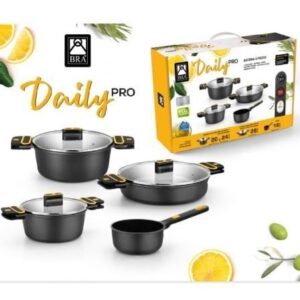 Pack 4 Cacerolas Bra Daily Pro/ ?16cm/ ?20cm/ ?24cm/ ?28cm/ Apta para Inducci?n