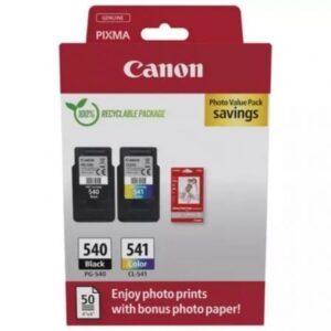 Cartucho de Tinta Original Canon PG-540 + CL-541 Multipack/ Negro/ Tricolor + Papel Fotogr?fico