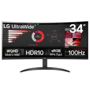 Monitor Profesional Ultrapanor?mico Curvo LG 34WR50QK-B 34'/ WQHD/ Negro