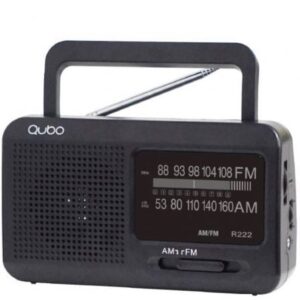 Radio Port?til Qubo R-222/ con Cable/ a Pilas/ Negra