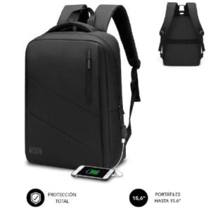 Mochila Subblim City Backpack para Port?tiles hasta 15.6'/ Puerto USB/ Negra