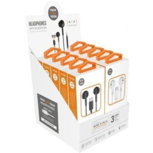 Expositor de Auriculares Tech One Tech EarTECH TEC1303/ con Micr?fono/ USB Tipo-C/ Incluye 5 Auriculares Blancos y 5 Auriculares Negros
