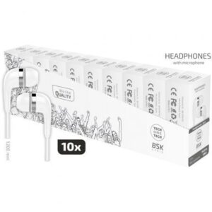 Pack 10 Auriculares Intrauditivos Tech One TEC2955/ con Micr?fono/ Jack 3.5/ Blancos