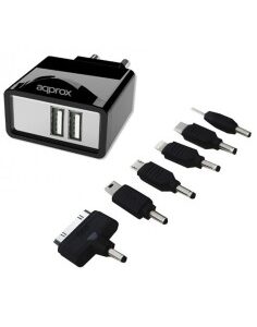 CARGADOR  5V ENCHUFE 2 X UNIVE RSAL + 6 TIPS NEGRO PN: APPUATS EAN: 8435099522461