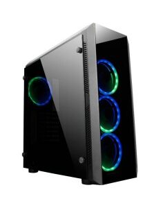 CAJA GAMING CHIEFTEC SCORPION  II RGB NEGRA CRISTAL TEMP PN: GL-02B-OP EAN: 0753263075741