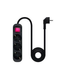 REGLETA 3 TOMAS NANO CABLE CON PROTECCION 1.4M, INTERRUPTOR PN: 10.38.0003-BK EAN: 8433281014008