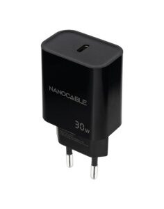 CARGADOR  5V ENCHUFE USB TYPE  C 30W NEGRO
