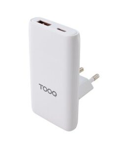 CARGADOR  5V ENCHUFE UNIVERSAL TOOQ X1 USB TYPE, X1 USB BLANC