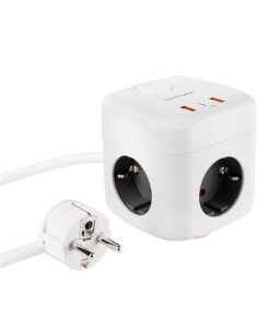 REGLETA 3 TOMAS NANO CABLE 2   USB, 1 USB TYPE C 1.4M BLANCA