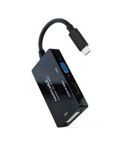 CONVERSOR USB TYPE-C A HDMI H, HDMI H, DVI H, VGA H NEGRO