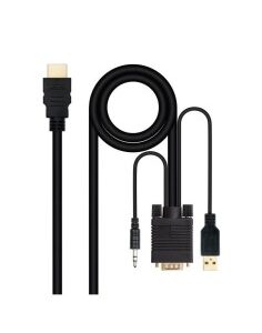 ADAPT. HDMI A VGA + JACK 3.5 +  USB-A 1.8M NEGRO