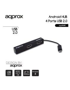 HUB 4 PTOS USB 2.0 APPROX OTG  CONEXION MICRO USB NEGRO