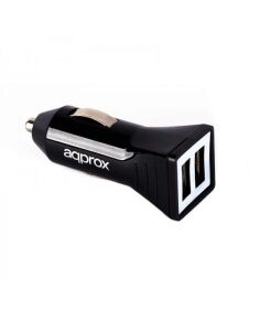 CARGADOR  5V COCHE 2X USB 2.4A  12W NEGRO