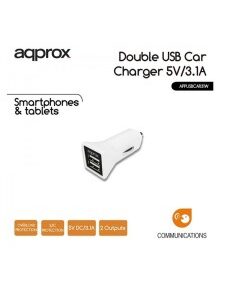 CARGADOR  5V COCHE 2X USB 3.1A  BLANCO