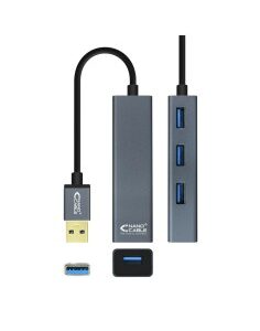 HUB USB 3.0 USB-A/M ALUMINIO N ANO CABLE CORTO