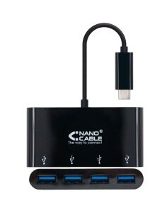 HUB 4 PTOS USB TYPE A 3.0 CON  CONEXION TYPE-C CABLE 10CM