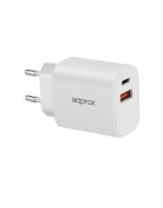 CARGADOR 20W ENCHUFE APPROX 1X USB A, X1 USB TYPE C BLANCO